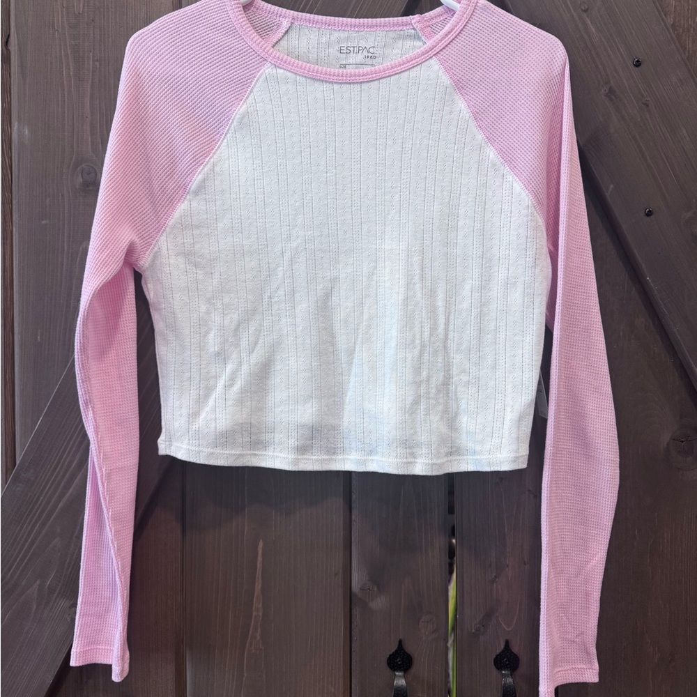 PacSun White Body Pink Raglan Long Sleeve Tee